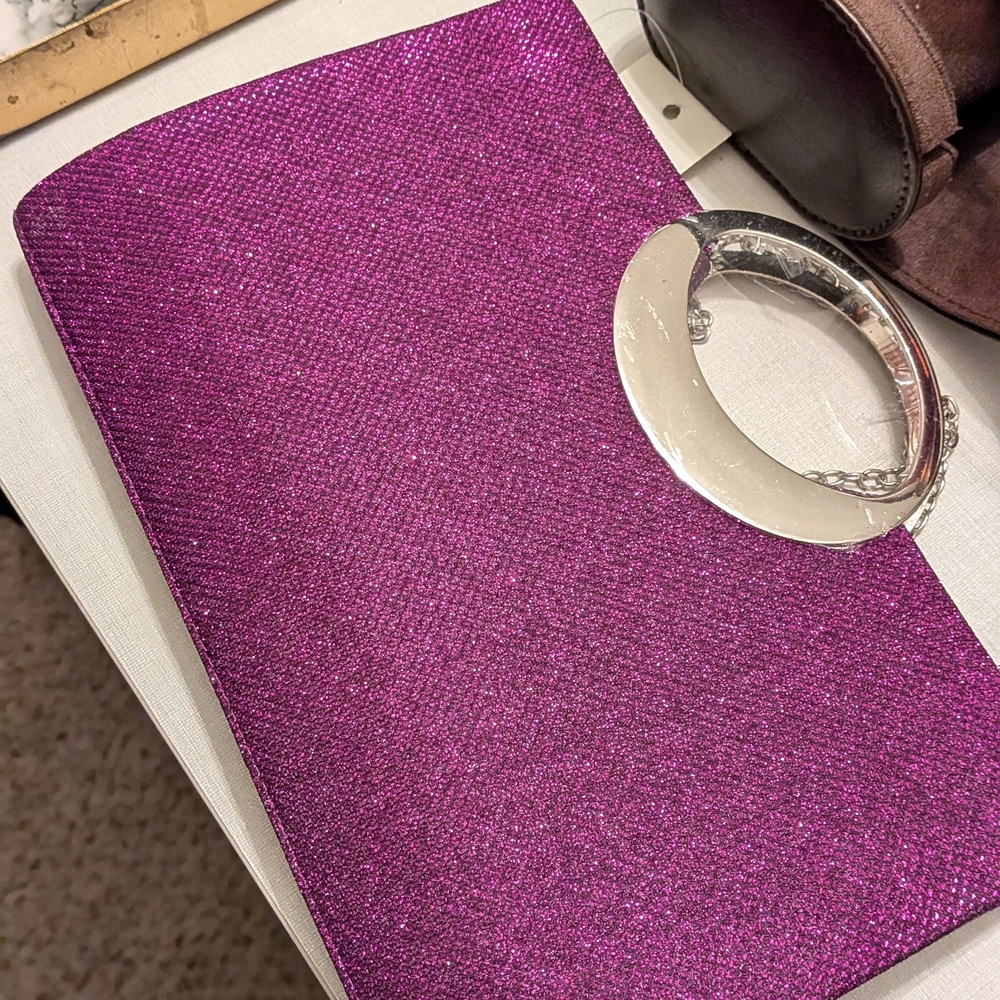 Sparkling Purple Clutch with Silver Handle
